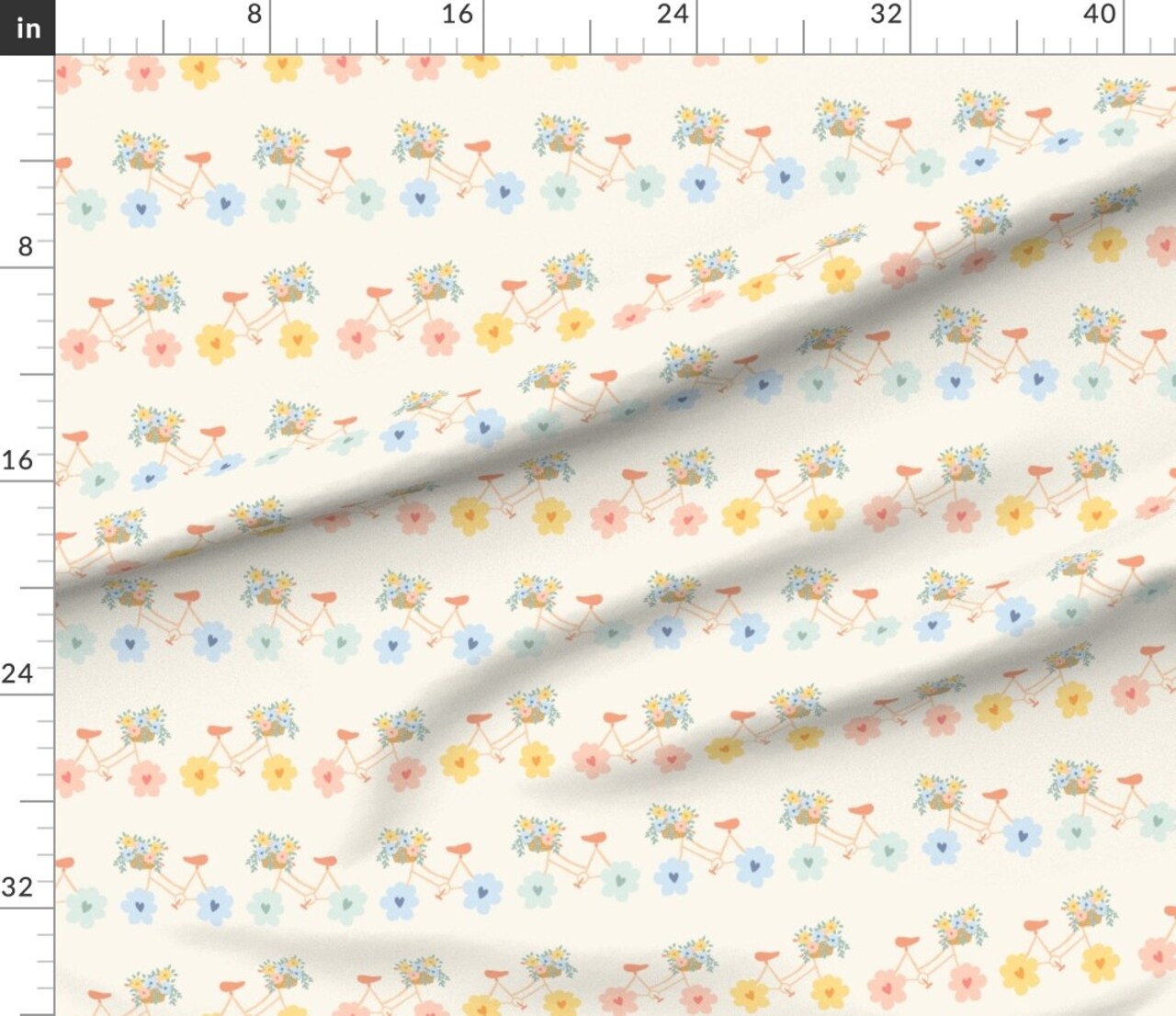Daisy Bicycles Custom Printed Fabric by Spoonflower Various Fabrics by the Yard or Fat Quarter 14741885